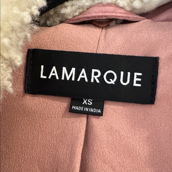 Lamarque Klemence Bomber Leather Jacket, 100% Lamb Leather, Mauve Pink, Size XS - Picture 8 of 14